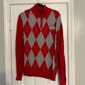 Donegal Bay Men’s Ohio State Quarter Zip Argyle Sweater